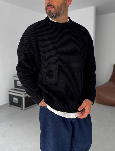 Мужской свитер oversize в черном цвете gi147 фото