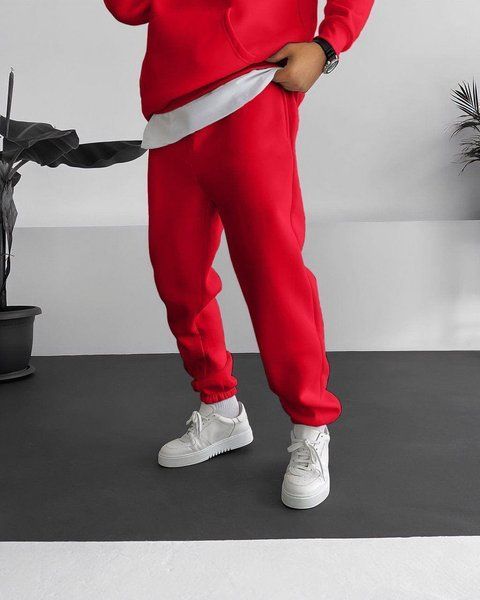 Мужские oversize спортивные брюки в красном цвете vz-sb204red фото