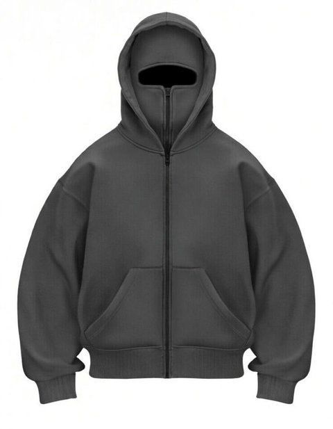 Чоловіче oversize кофта з балаклавою у графітовому кольорі c0044gr фото