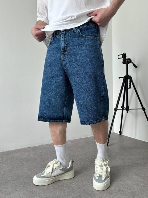 Чоловічі джинсові шорти Baggy у синьому кольорі sh00809k-28 фото