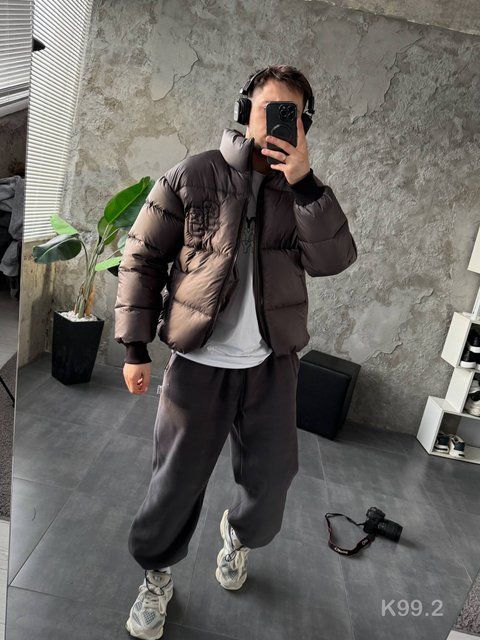 Чоловіча oversize куртка у графітовому кольорі k99.2 фото