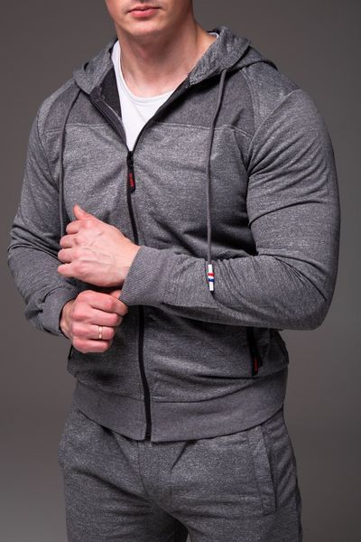 Мужской спортивный костюм с капюшоном в сером цвете 2375gr фото