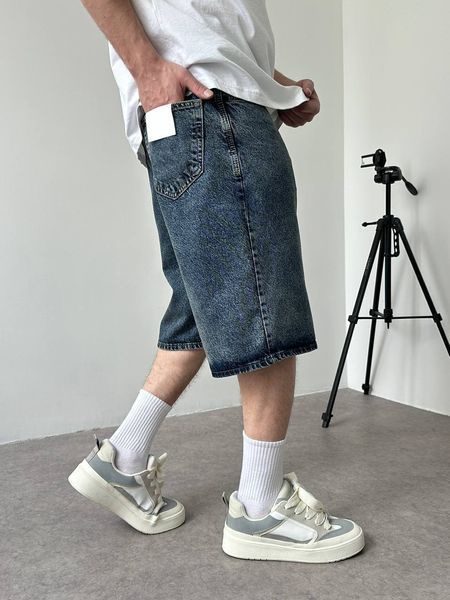 Чоловічі джинсові шорти Baggy у синьому кольорі sh00825k-28 фото