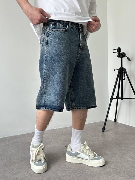 Чоловічі джинсові шорти Baggy у синьому кольорі sh00825k-28 фото