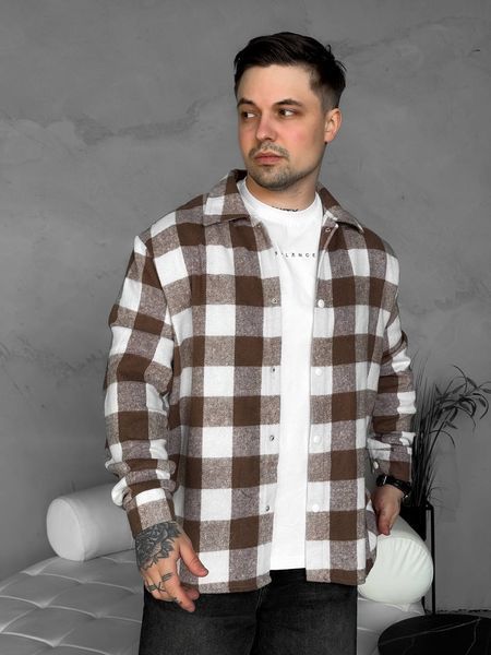 Мужская oversize рубашка в коричневом цвете kl29 фото