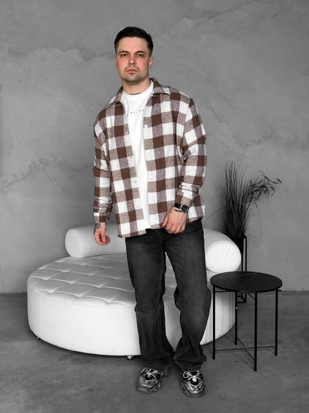 Мужская oversize рубашка в коричневом цвете kl29 фото