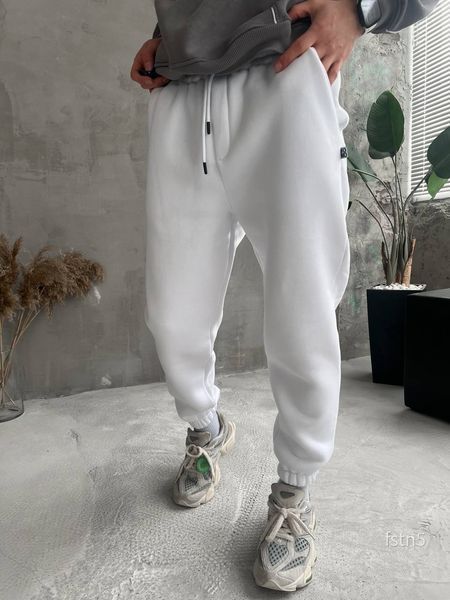 Мужские oversize джоггеры на флисе в белом цвете fstn5 фото