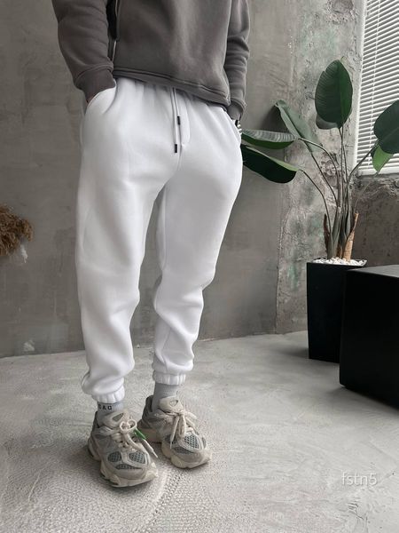 Мужские oversize джоггеры на флисе в белом цвете fstn5 фото