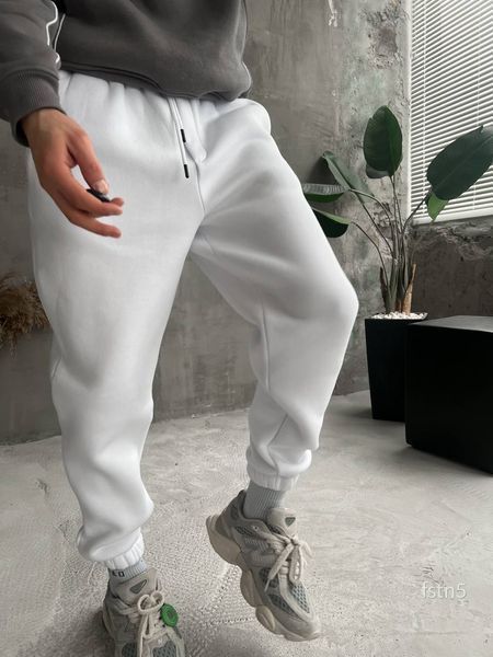 Мужские oversize джоггеры на флисе в белом цвете fstn5 фото
