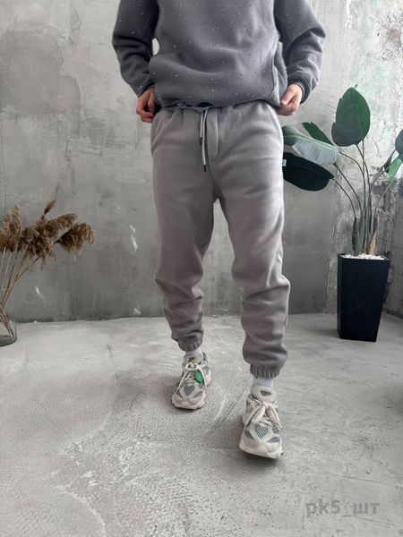 Мужские oversize флисовые джоггеры в сером цвете pk5 фото