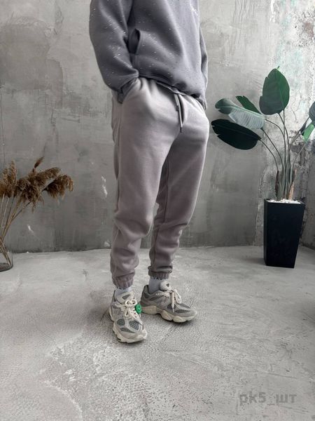Мужские oversize флисовые джоггеры в сером цвете pk5 фото