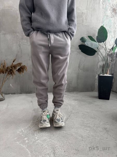 Мужские oversize флисовые джоггеры в сером цвете pk5 фото