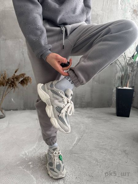 Мужские oversize флисовые джоггеры в сером цвете pk5 фото