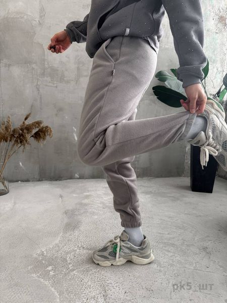 Мужские oversize флисовые джоггеры в сером цвете pk5 фото