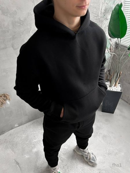 Мужской oversize костюм худи+брюки в черном цвете fhs1 фото