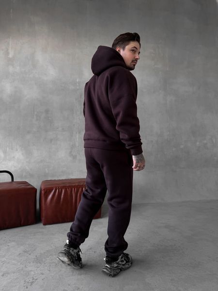 Мужской oversize спортивный костюм худи+брюки в коричневом цвете kos47 фото