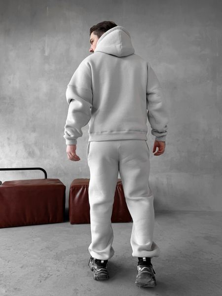 Мужской oversize спортивный костюм с принтом в сером цвете kos32 фото
