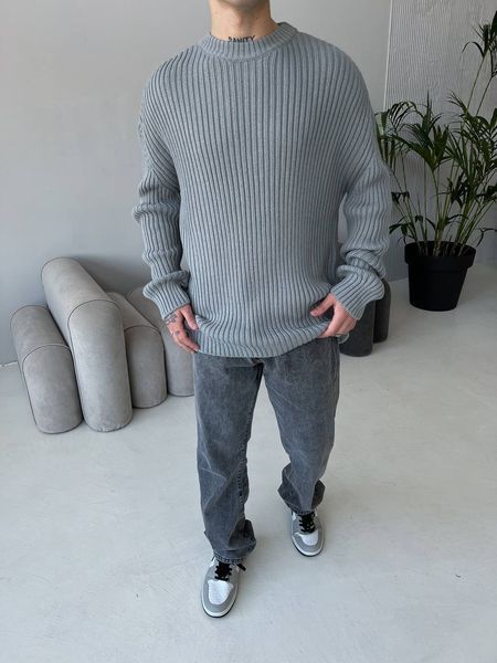 Мужской oversize свитер в сером цвете mr104 фото