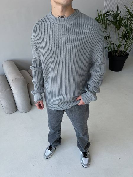 Мужской oversize свитер в сером цвете mr104 фото