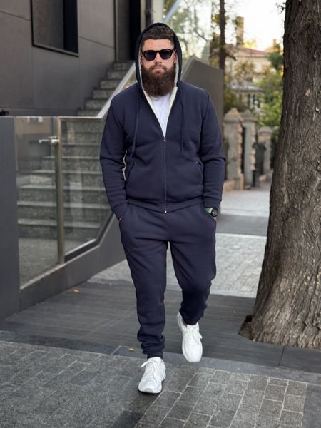 Мужской спортивный костюм на меху в синем цвете 2057blue фото