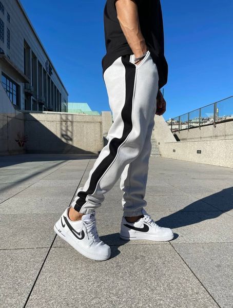Мужские oversize спортивные брюки на флисе в белом цвете jr-bz101wht-fl фото