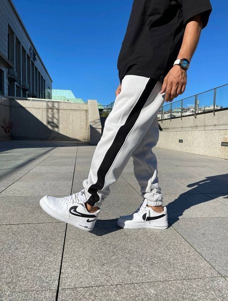Мужские oversize спортивные брюки на флисе в белом цвете jr-bz101wht-fl фото
