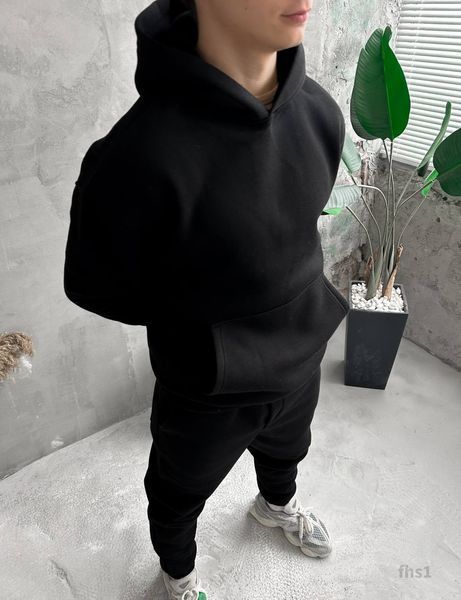 Мужской oversize костюм худи+брюки в черном цвете fhs1 фото