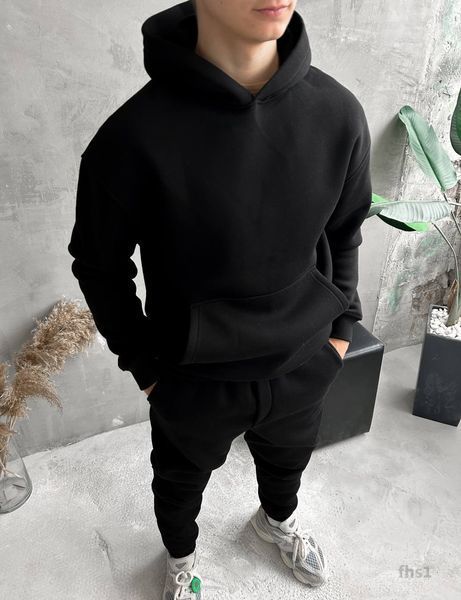 Мужской oversize костюм худи+брюки в черном цвете fhs1 фото