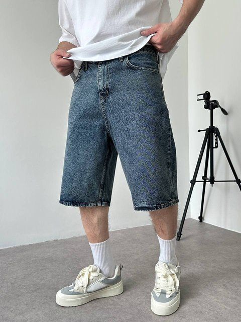 Чоловічі джинсові шорти Baggy у синьому кольорі sh00825k-28 фото