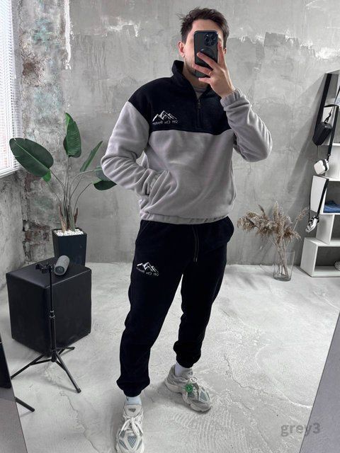 Мужской флисовый спортивный костюм в сером цвете grey3 фото