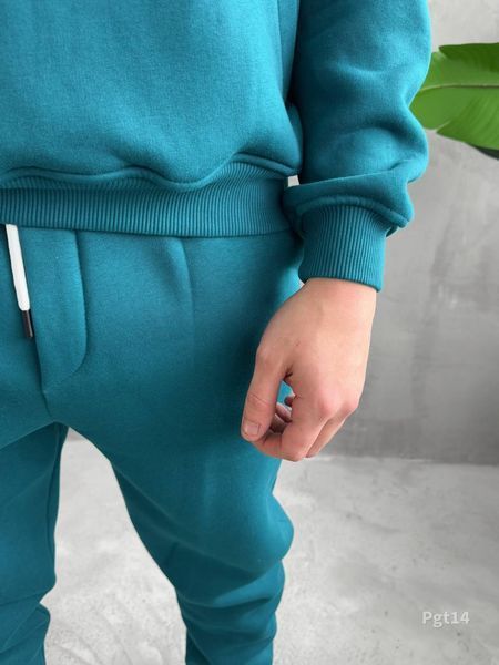 Мужской oversize костюм на флисе в зеленом цвете pgt14n фото