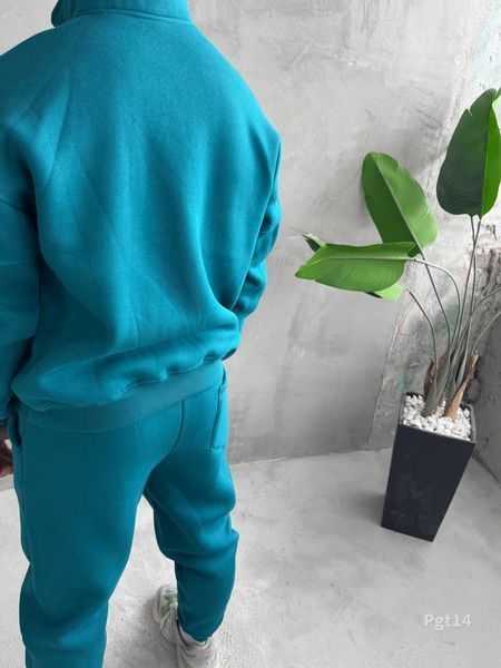 Мужской oversize костюм на флисе в зеленом цвете pgt14n фото
