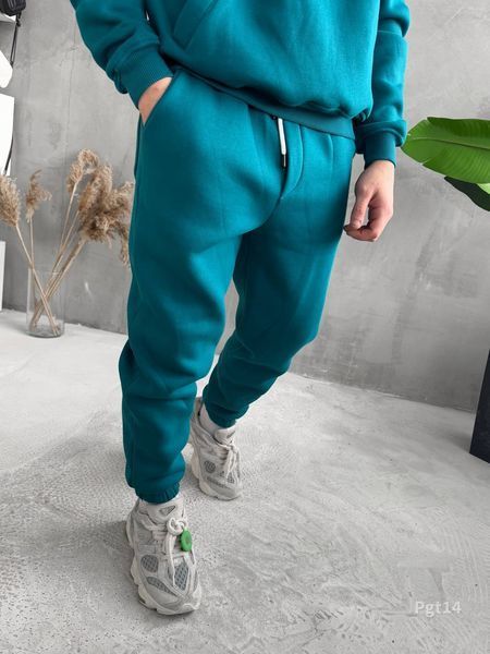 Мужской oversize костюм на флисе в зеленом цвете pgt14n фото