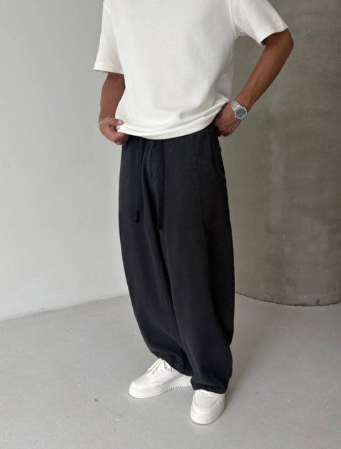Мужские котоновые брюки Baggy в цвете графит ch6390/1-S фото