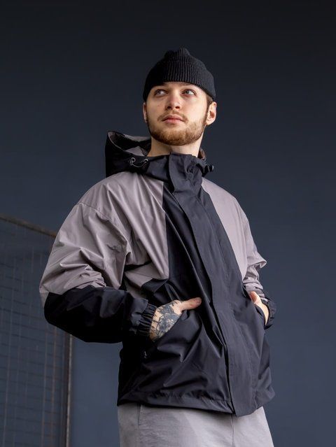 Мужская oversize ветровка в темно-сером цвете 2100001302301 фото