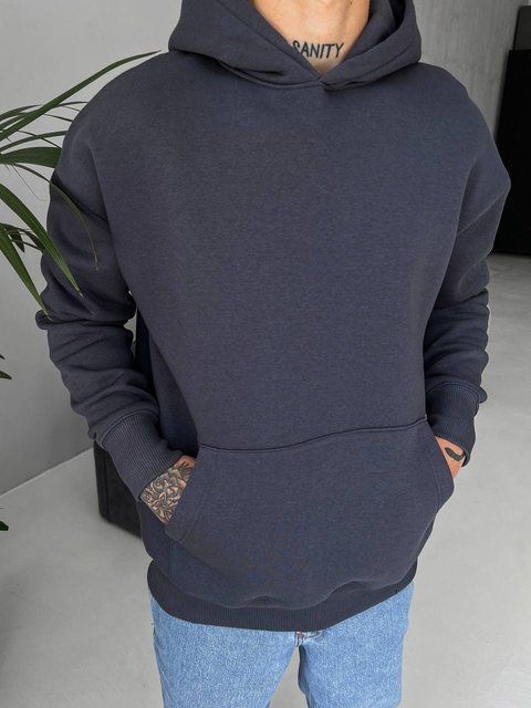 Мужские худи на флисе в графитовом цвете es2434 фото