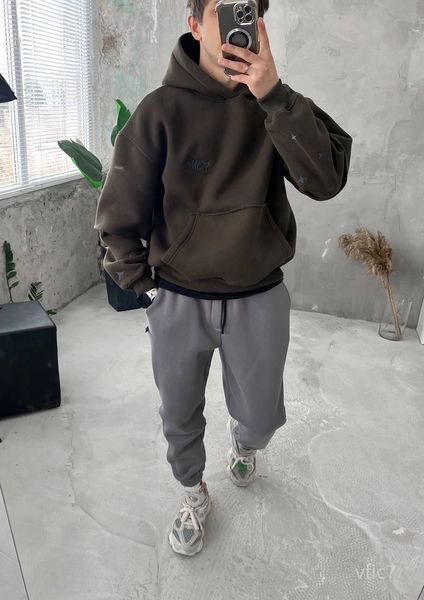Чоловіче oversize худі на флісі у кольорі хакі vfic7 фото