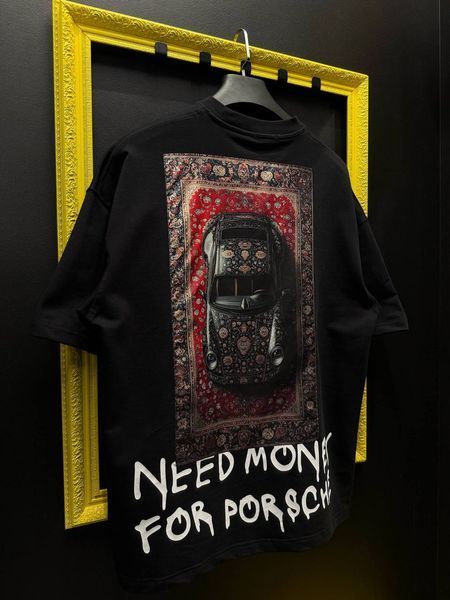Мужская oversize футболка с принтом в черном цвете tt304w-S фото