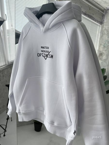 Чоловіче oversize худі у білому кольорі pv6x5 фото