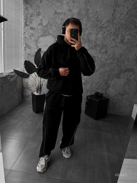 Мужской oversize спортивный костюм в черном цвете dzas1n фото
