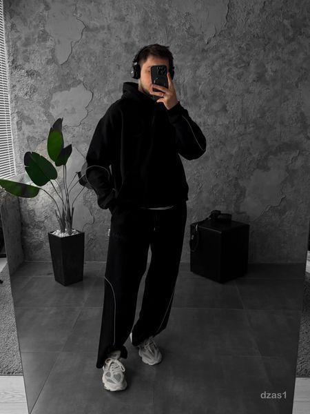 Мужской oversize спортивный костюм в черном цвете dzas1n фото