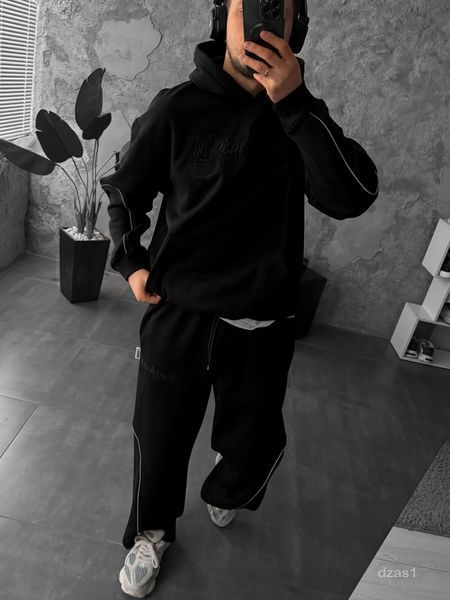 Мужской oversize спортивный костюм в черном цвете dzas1n фото
