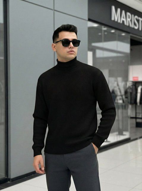 Мужской вязаный гольф в черном цвете 5030black фото