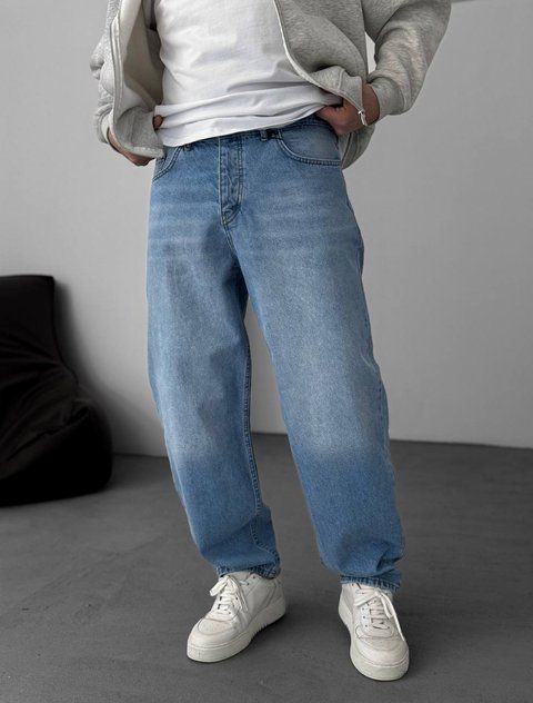 Мужские широкие джинсы Baggy в голубом цвете bg-64-480 фото